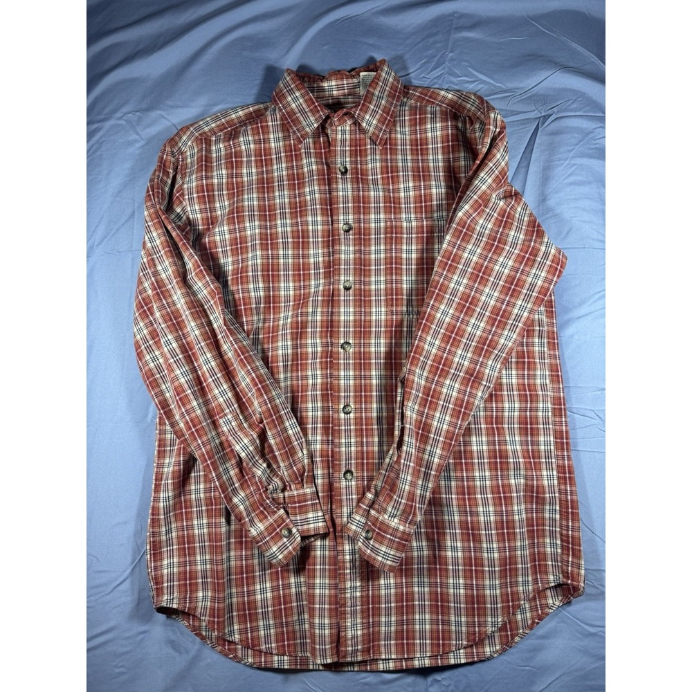 LL Bean Men's Flannel Red Plaid Long Sleeve Button Up Shirt Size Medium